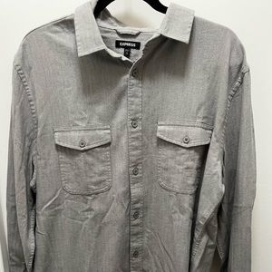 Men’s Light Heather Gray Slim Solid Stretch Flannel Shirt